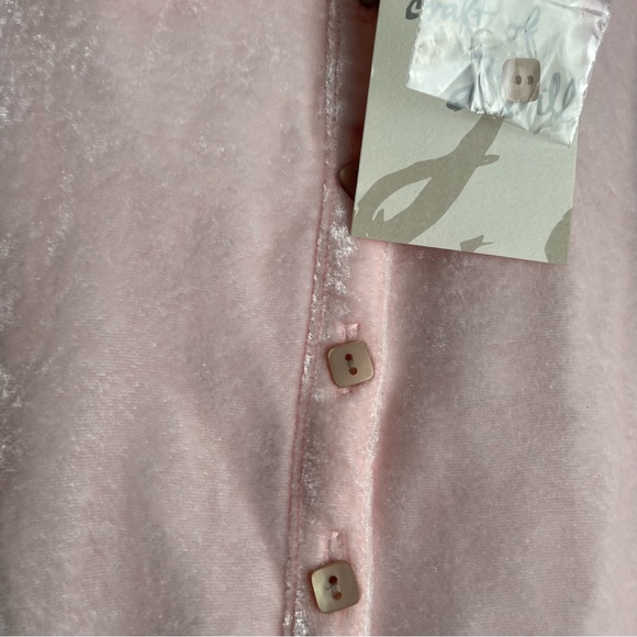 J Jill Womens Pink Velvet Long Sleeve Shirt Size Med Square Button Up Collared - Picture 6 of 10